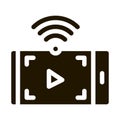 watching video with wifi icon Vector Glyph Illustration