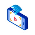 Watching video with wifi isometric icon vector illustration