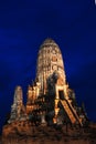 watchiwattanaram Pagoda at twilight Royalty Free Stock Photo