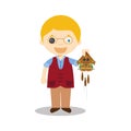 Watchmaker character from Switzerland with cuckoo clock