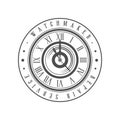 Watchmaker repair service logo monochrome vintage emblem vector Illustration on a white background