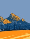 The Watchman Northwest Aspect in Zion National Park Washington County Utah WPA Poster Art