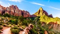 The Watchman peak in Zion National Park in Utah, USA, during an early morning hike on the Watchman Trail Royalty Free Stock Photo