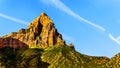 The Watchman peak in Zion National Park in Utah, USA, during an early morning hike on the Watchman Trail Royalty Free Stock Photo