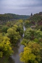 A watchtower above the canyon of the Smotrych River in Kamianets-Podilskyi, Royalty Free Stock Photo