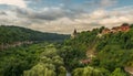 A watchtower above the canyon of the Smotrych River in Kamianets-Podilskyi, Western Ukraine. Royalty Free Stock Photo