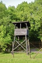 Watchtower and Barbwire in Westerbork Transit Camp Royalty Free Stock Photo