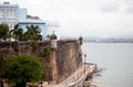 Watchtower of castle El Morro old spanish citadel in San Juan, Puerto Rico