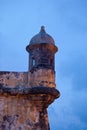 Watchtower of castle El Morro old spanish citadel in San Juan, Puerto Rico