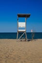 Watchtower on the empty beach, Cape Cod, Massachusetts, Royalty Free Stock Photo