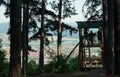 Watchtower in the forest for looking wildlife animal and birds.