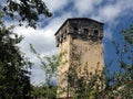 Watchtower in the highland village of Mestia in Georgia