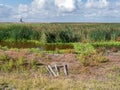 Watchtower and marshes on manmade artificial island Marker Wadden, Markermeer, Netherlands
