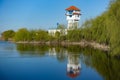 Watchtower with reflections on Comana lake