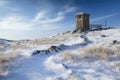 watchtower in snowy arctic wilderness for wildlife spotting