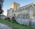 Watchtower and walls of the Lisbon Saint George Castle (Castelo de Sao Jorge Royalty Free Stock Photo