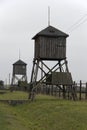 Watchtowers in the former concentration camp Majdanek Royalty Free Stock Photo