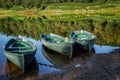 WATENDLATH, CUMBRIA/UK - AUGUST 31 : Rowing Boats Moored at Watendlath Tarn in the Lake District Cumbria on August 31, 2015