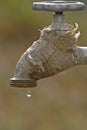 Water drop falling after closing the tap Royalty Free Stock Photo