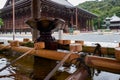 The water ablution pavilion Chozuya or temizuya at Chion-in temple complex. Kyoto. Japan