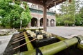 The water ablution pavilion for the purification rite, or temizu. Omaya shrine. Japan Royalty Free Stock Photo