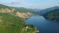 Siriu water dam and lake in Romania , aerial view