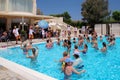 AFANDOU VILLAGE, RHODES, GREECE - JULY 26, 2019: Water aerobics class at Dessole Lippia Golf Resort Hotel