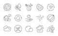 Water analysis, Cold-pressed oil and Startup icons set. Wind energy, Dirty water and Sun protection signs. Vector