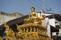 Water around buddha statue