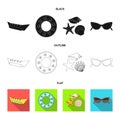 Water attraction, seashells, goggles.Summer vacation set collection icons in black,flat,outline style vector symbol Royalty Free Stock Photo