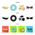 Water attraction, seashells, goggles.Summer vacation set collection icons in cartoon,black,flat style vector symbol Royalty Free Stock Photo