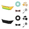 Water attraction, seashells, goggles.Summer vacation set collection icons in cartoon,black style vector symbol stock Royalty Free Stock Photo