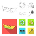 Water attraction, seashells, goggles.Summer vacation set collection icons in outline,flat style vector symbol stock Royalty Free Stock Photo