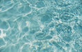 Water background. Blue water, ripples and highlights. Texture of water surface and tiled bottom.