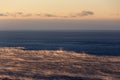 Water of Baikal lake in December with fog over water Royalty Free Stock Photo