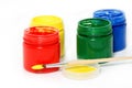 Water based paints and brush Royalty Free Stock Photo