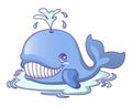 Water bath whale icon, cartoon style