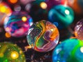 Water beads close-up, abstract background. Texture of glass balls or many colorful for wallpaper. Royalty Free Stock Photo