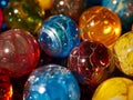 Water beads close-up, abstract background. Texture of glass balls or many colorful for wallpaper. Royalty Free Stock Photo