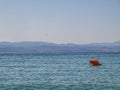 Water and beautiful sea view buoy, float, drogue. Natural living. Pelion peninsula. Pagasetic gulf. Platanias village. Greece.