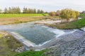 Water being released in Guadalupe River at Fairway Glen Storm Station, Santa Clara, south San Francisco bay, California