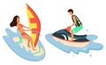 Water Bike Girl Surfboarder Isolated Summer Sport Royalty Free Stock Photo