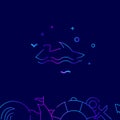 Water bike, jetski vector gradient line icon, illustration on a dark blue background. Related bottom border