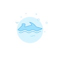 Water bike, jetski flat vector icon. Filled line style. Blue monochrome design. Editable stroke