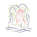 Water birth logo design vector woman and nature symbol illustration