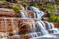 Water blur on beautiful and small waterfall among the rocks and vegetation of the Biribiri environmental reserve Royalty Free Stock Photo