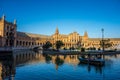 Water boat at plaza de espana in Seville, Spain, Europe