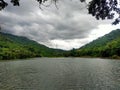 Water bodies with rain clouds in the late morning