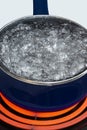 Water Boiling In Stove Top Pan Vertical Royalty Free Stock Photo