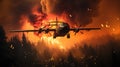 Water bomber battling forest inferno. Created with Generative AI Royalty Free Stock Photo